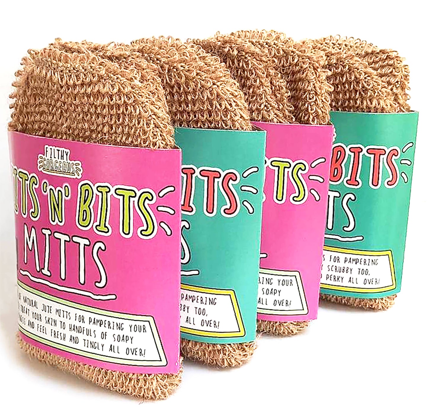 Pits 'n' Bits Mitts - Natural Jute Bath Mitts