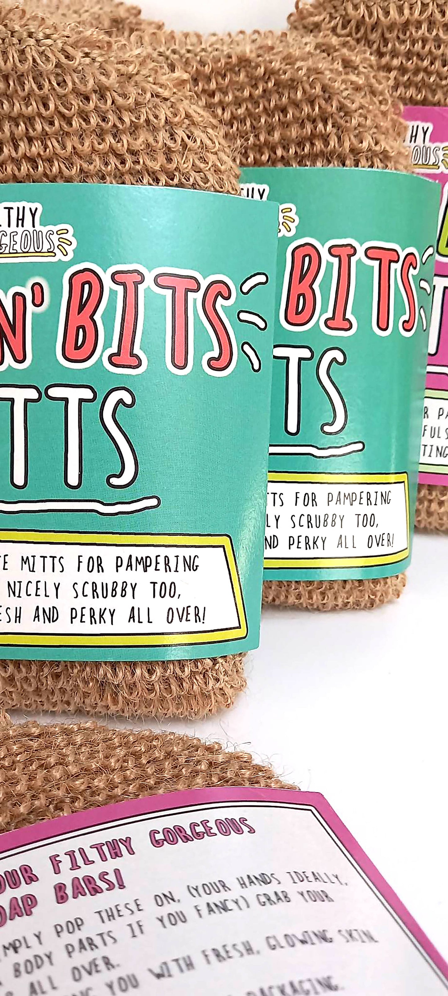 Pits 'n' Bits Mitts - Natural Jute Bath Mitts