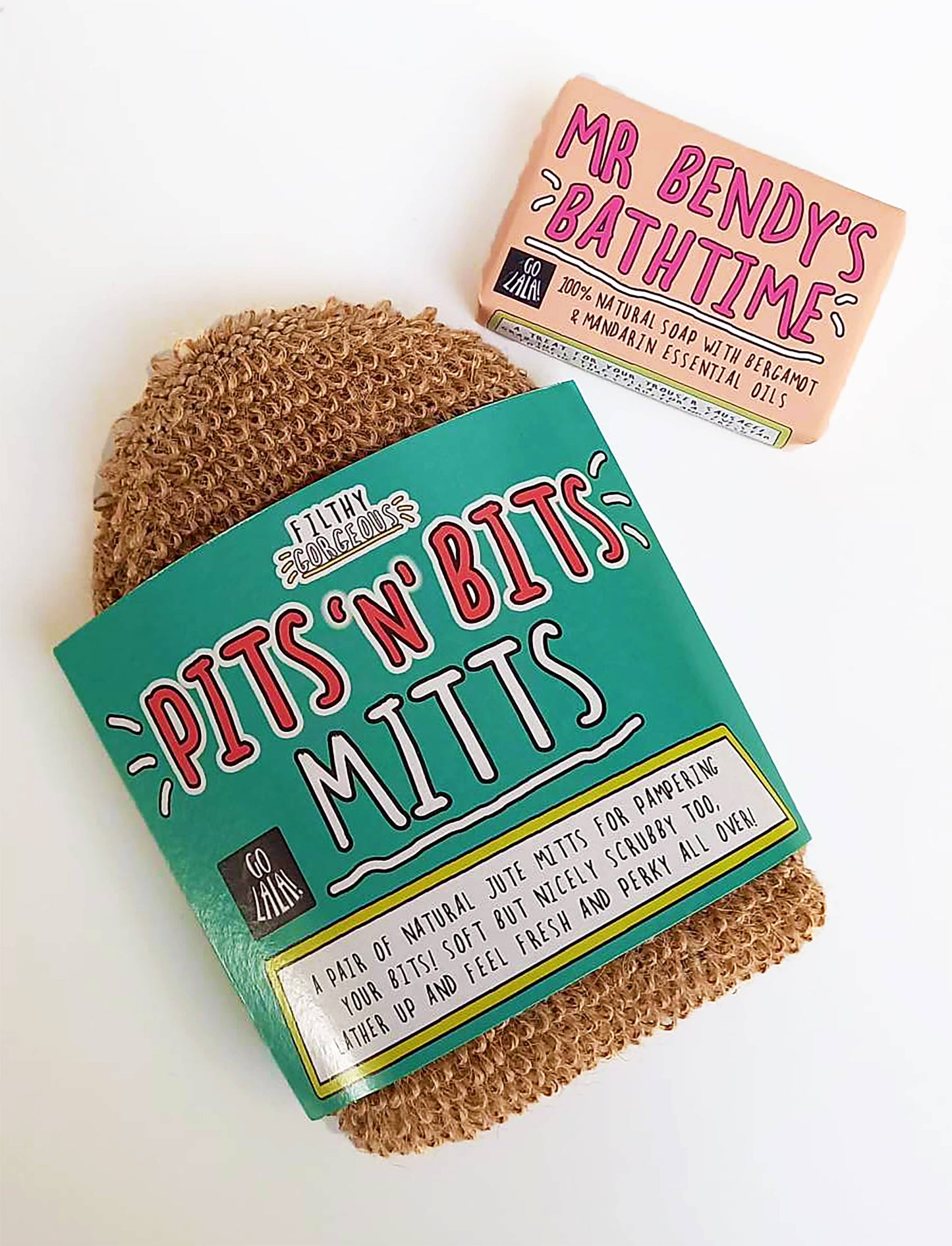 Pits 'n' Bits Mitts - Natural Jute Bath Mitts