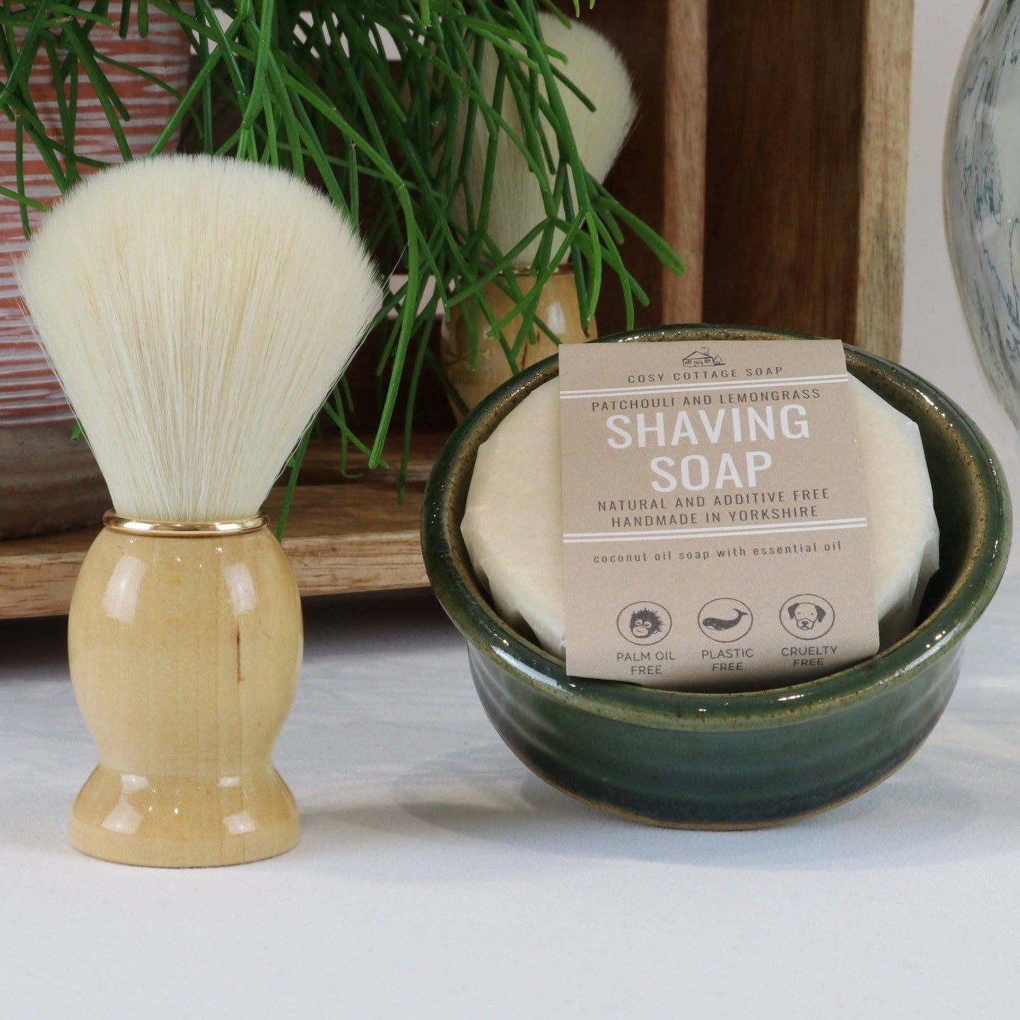 Large Shaving Soap with Optional Handmade Dish & Brush