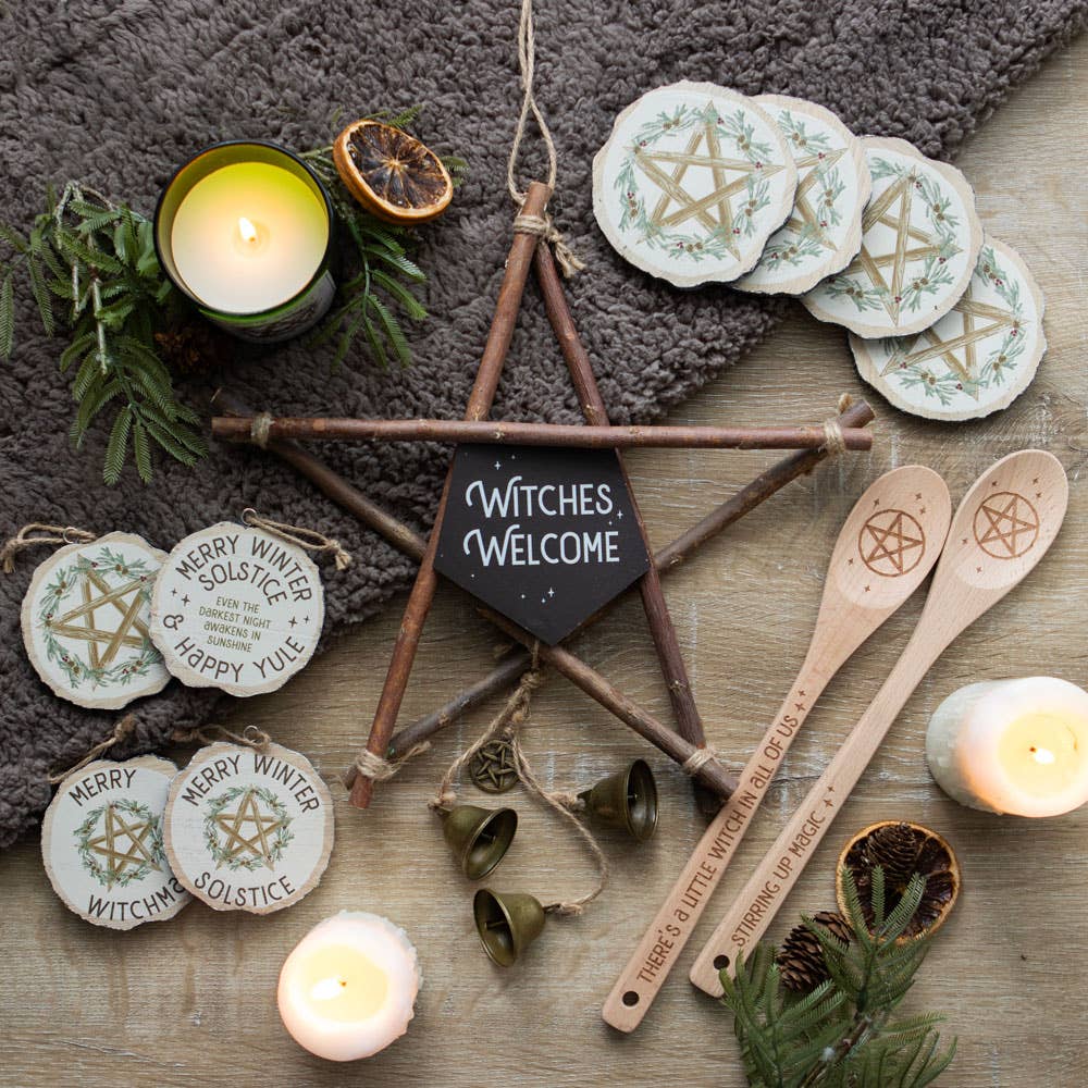 Winter Solstice Wood Slice Effect Coaster Set