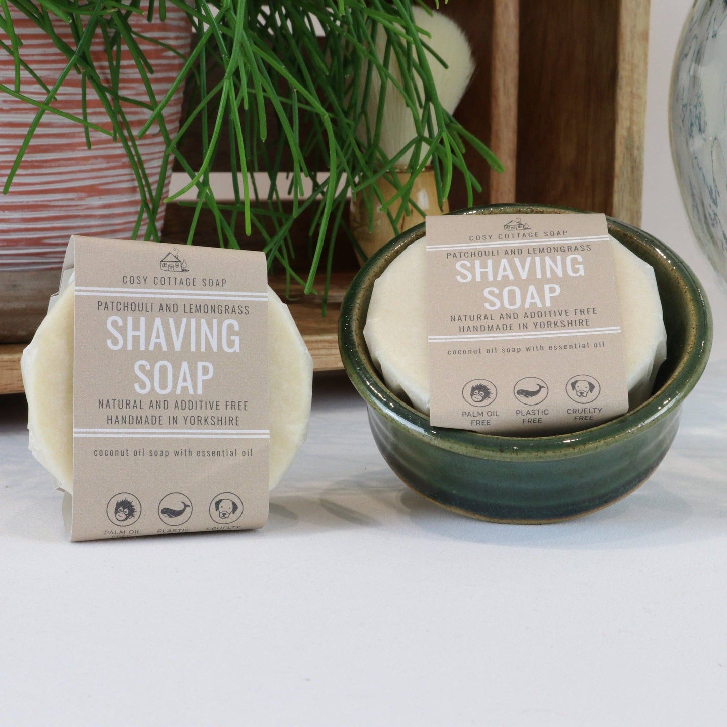 Large Shaving Soap with Optional Handmade Dish & Brush