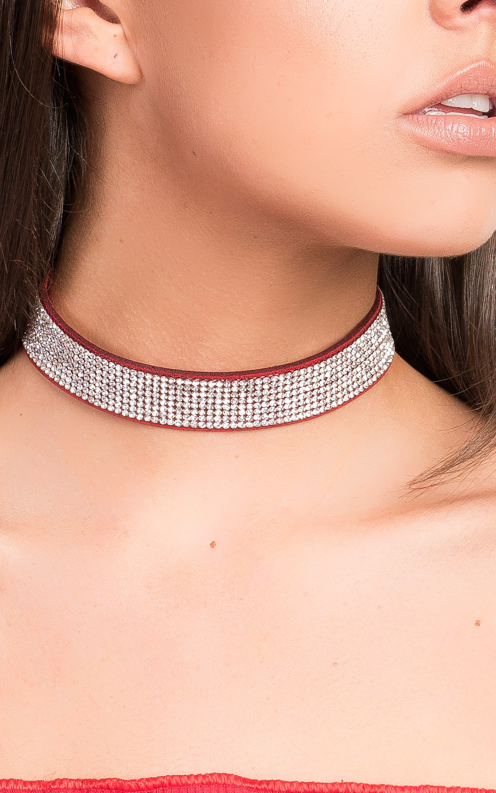 Suede Diamante Choker Moda