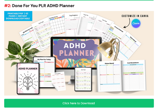 DIGITAL DOWNLOAD-ADHD Planner - 62 Pages | Instant Download | Printable &; Editable in Canva Wonkey Donkey Bazaar