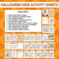 DIGITAL DOWNLOAD -KIDDIES- HALLOWEEN ACTIVITY PAGES   -30  Pages (PDF & Canva Templates Wonkey Donkey Bazaar