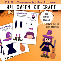 DIGITAL DOWNLOAD -KIDDIES- 4 HALLOWEEN KID CRAFT BUNDLE  -12  Pages (PDF & Canva Templates Wonkey Donkey Bazaar