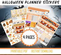 DIGITAL DOWNLOAD -PARENTS,TEACHERS,KIDDIES-halloween planner stickers-4 Pages (PDF & Canva TemplaTE Wonkey Donkey Bazaar