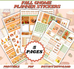 DIGITAL DOWNLOAD -PARENTS,TEACHERS,KIDDIES-AUTUMN Fall Gnome Planner Stickers-5Pages (PDF & Canva Template, editable on canva, printible Wonkey Donkey Bazaar