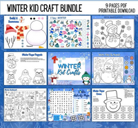 DIGITAL DOWNLOAD -PARENTS,TEACHERS,KIDDIES-WINTER KID CRAFT BUNDLE-9 Pages (PDF & Canva Template, editable on canva, printible Wonkey Donkey Bazaar