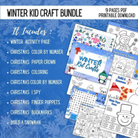 DIGITAL DOWNLOAD -PARENTS,TEACHERS,KIDDIES-WINTER KID CRAFT BUNDLE-9 Pages (PDF & Canva Template, editable on canva, printible Wonkey Donkey Bazaar