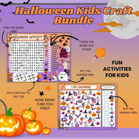 DIGITAL DOWNLOAD-OCT4TH -KIDDIES- HALLOWEEN KID CRAFT BUNDLE  -14  Pages (PDF & Canva Templates