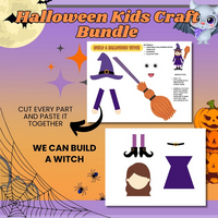 DIGITAL DOWNLOAD-OCT4TH -KIDDIES- HALLOWEEN KID CRAFT BUNDLE  -14  Pages (PDF & Canva Templates