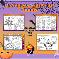 DIGITAL DOWNLOAD-OCT4TH -KIDDIES- HALLOWEEN KID CRAFT BUNDLE  -14  Pages (PDF & Canva Templates