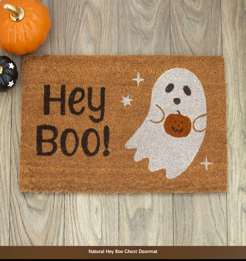 HALLOWEEN-Natural Hey Boo Ghost Doormat-BEST SELLER