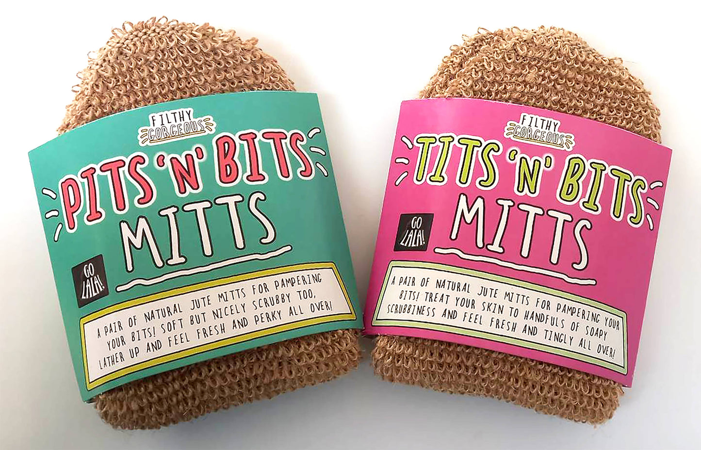 Pits 'n' Bits Mitts - Natural Jute Bath Mitts