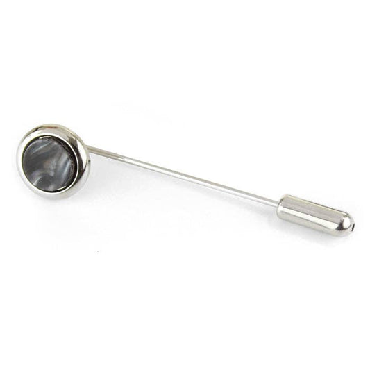 Shiny Black/Grey Rhodium Finish Tie Pin