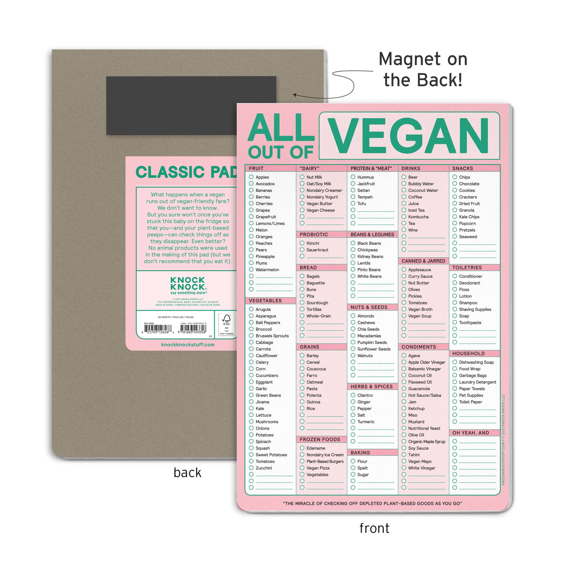 Knock Knock All Out Of Vegan (with magnet) Classic Pad (Past Knock Knock UK