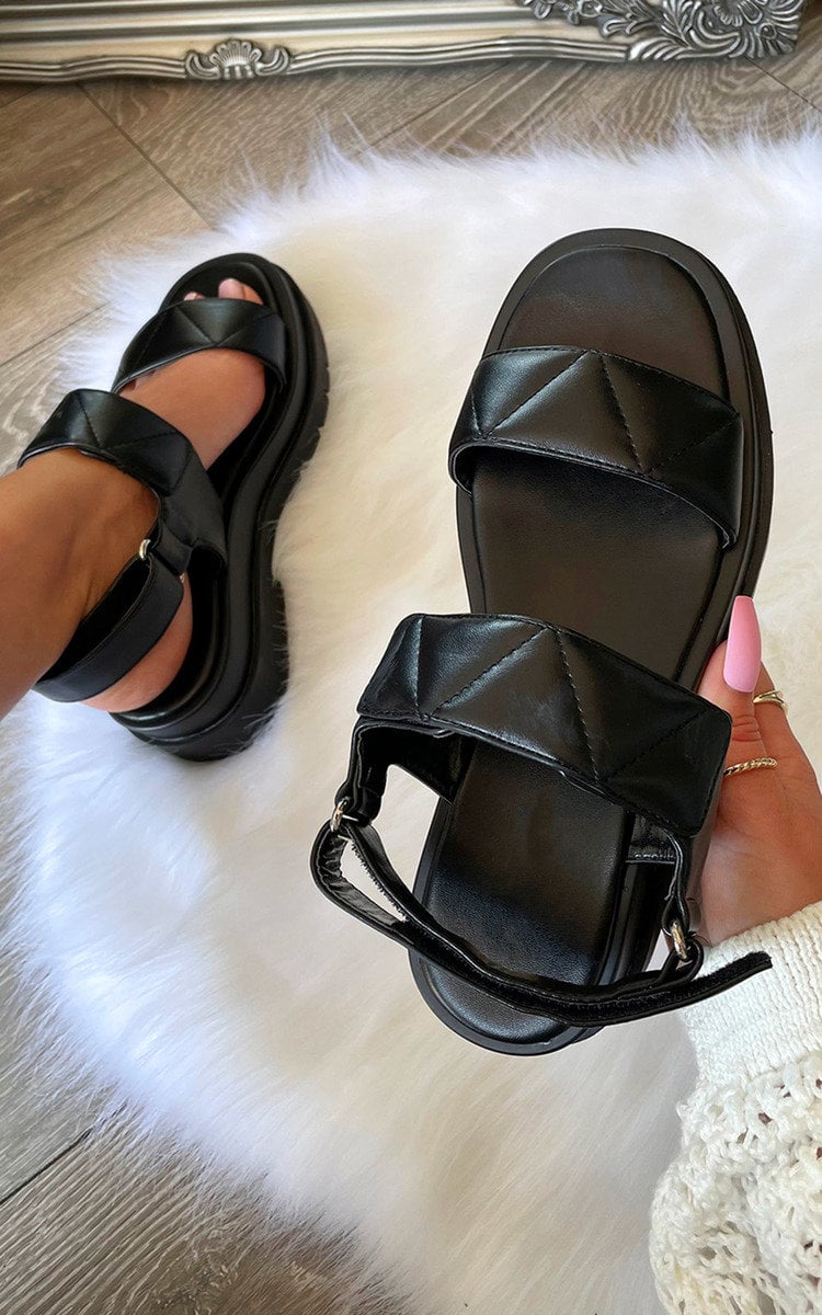 Velcro Strap Chunky Sandals Moda