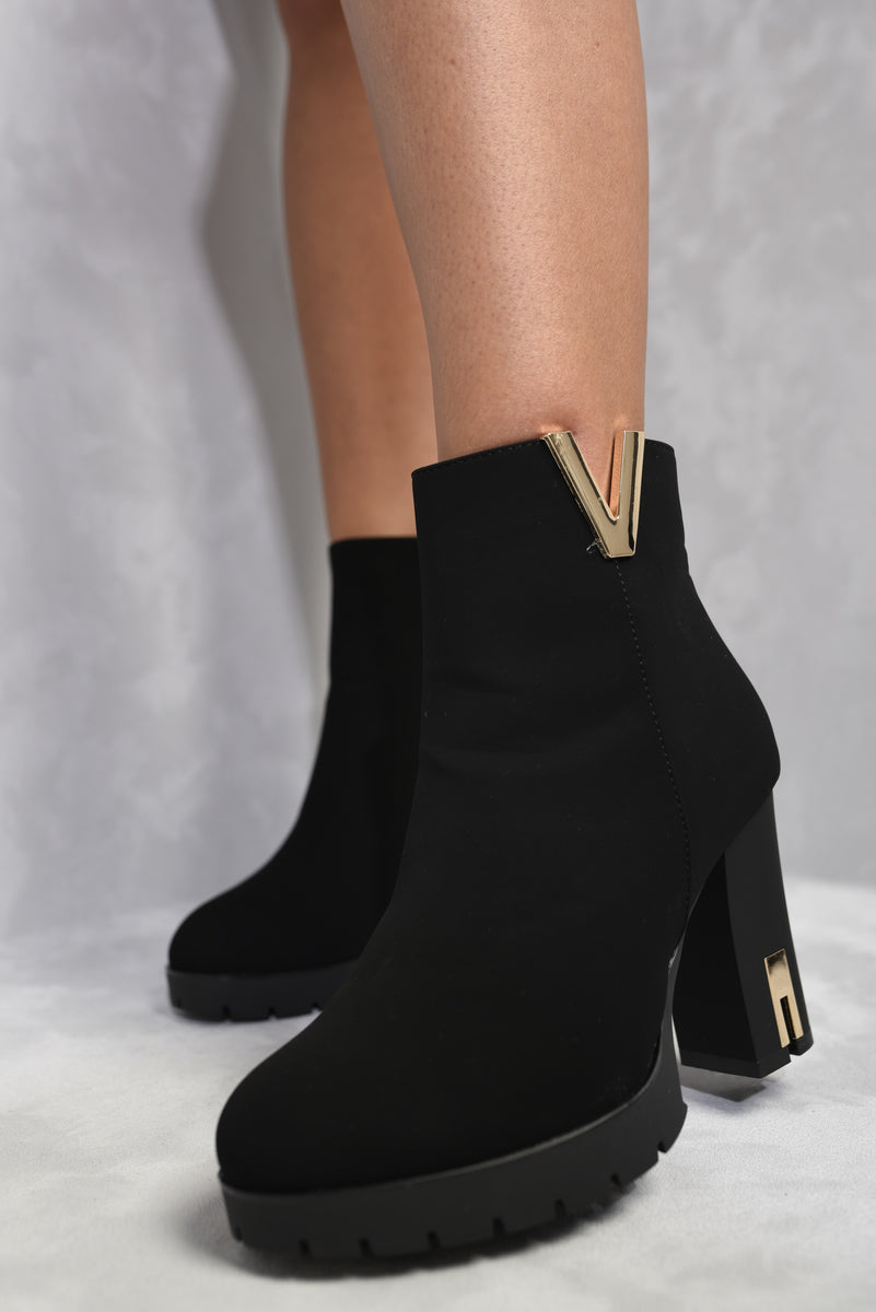 Heeled Ankle Boots with Gold Details