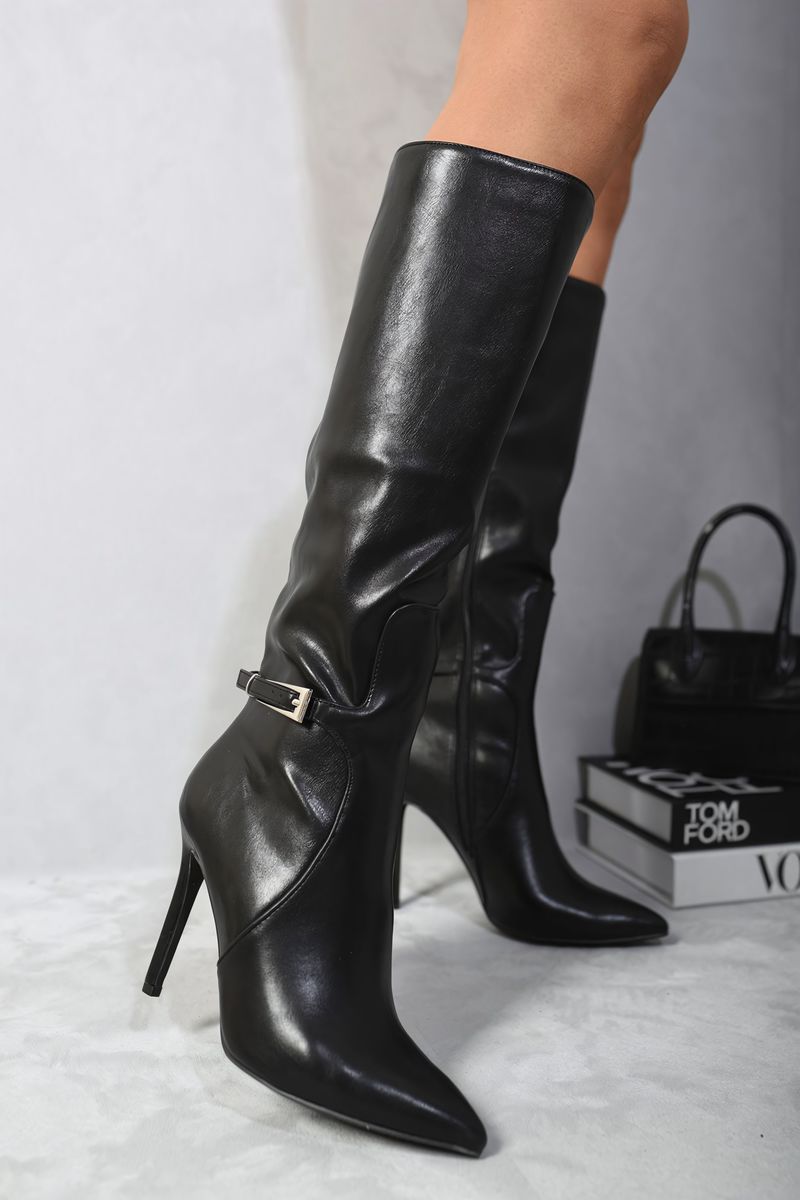 Side Zip Stiletto Boots Moda