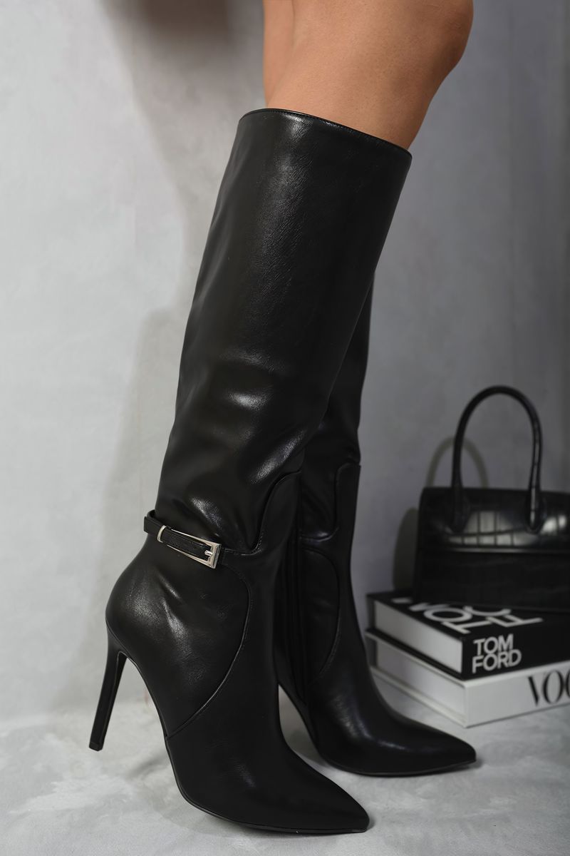 Side Zip Stiletto Boots Moda