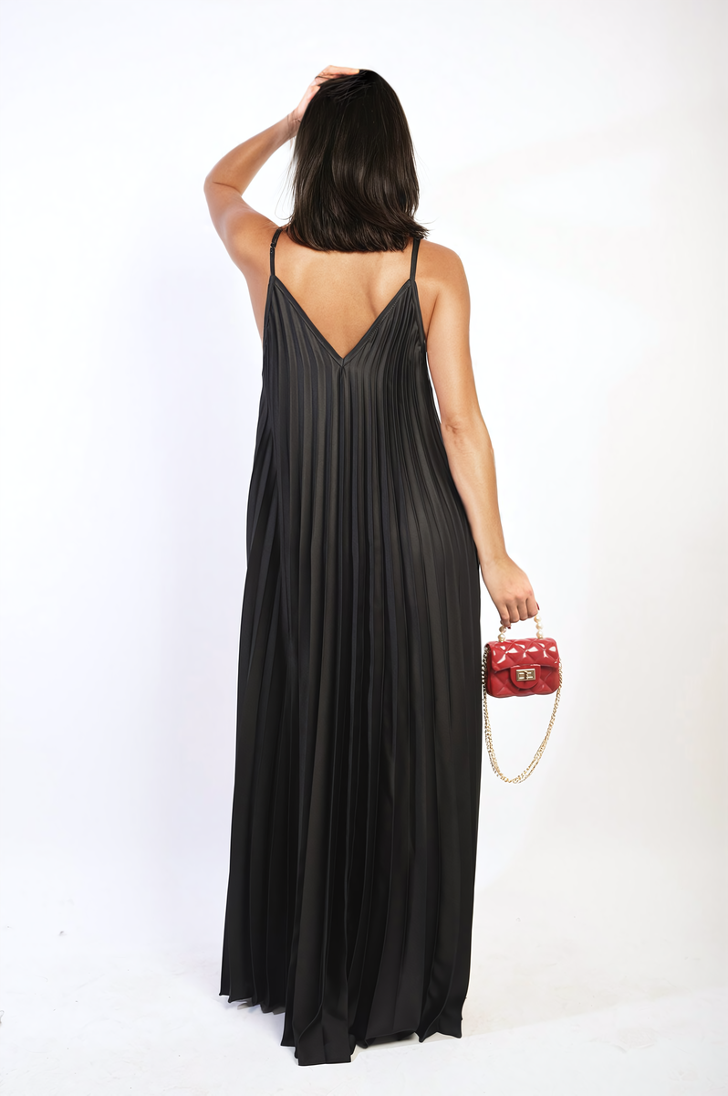 Pleated Strappy Maxi Dress Moda