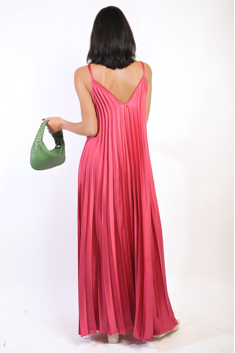 Pleated Strappy Maxi Dress Moda