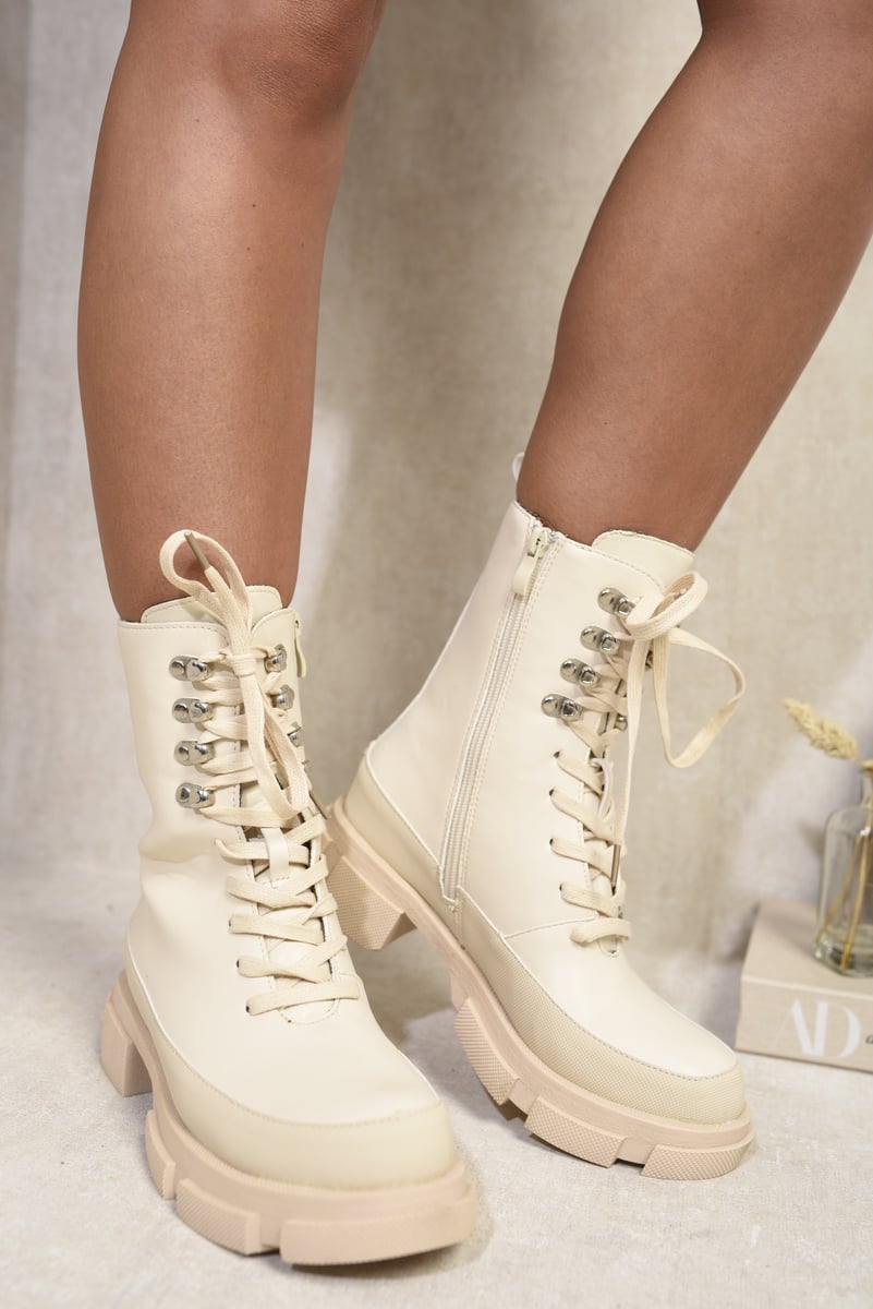 Chunky Platform Lace-Up Ankle Boots