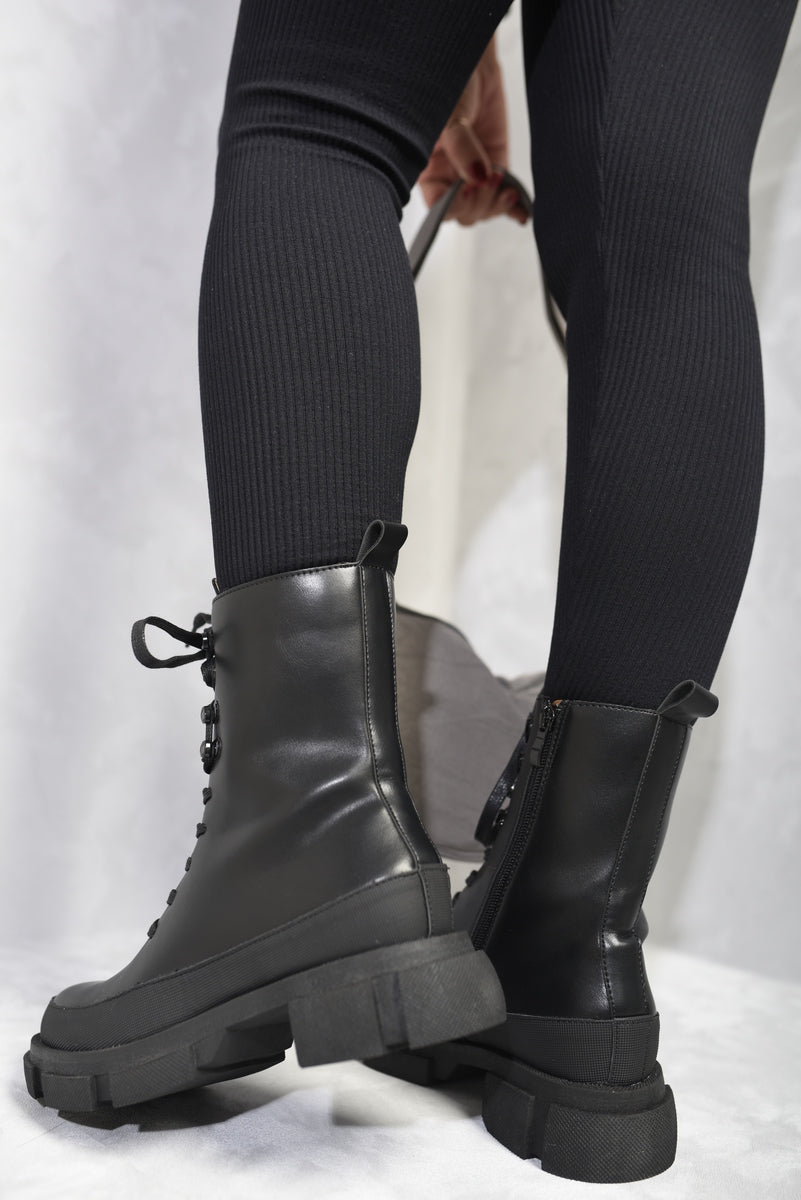 Chunky Platform Lace-Up Ankle Boots