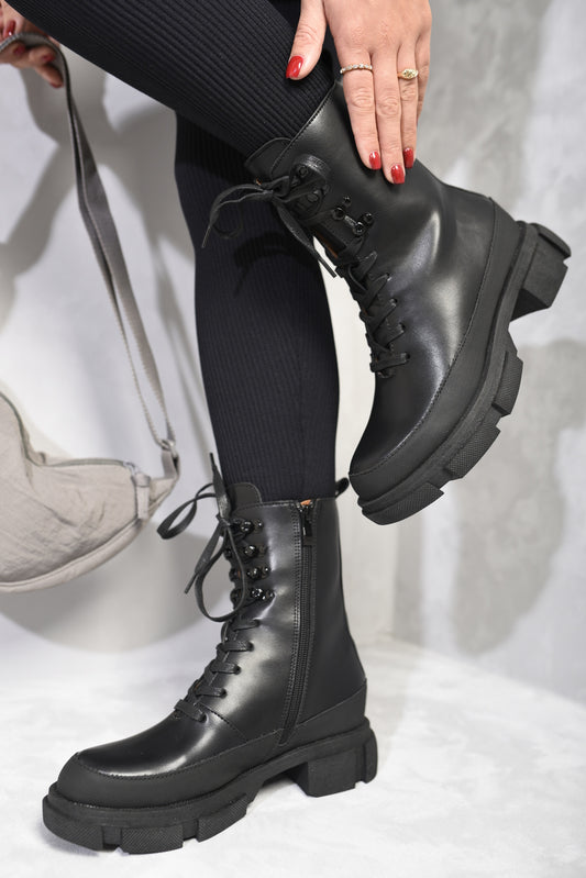 Chunky Platform Lace-Up Ankle Boots