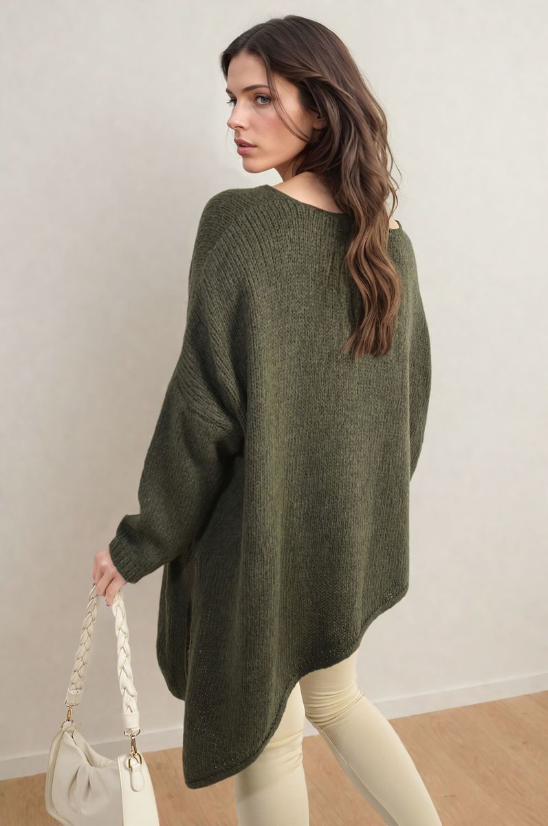 Asymmetric Oversized Knitted Jumper Moda