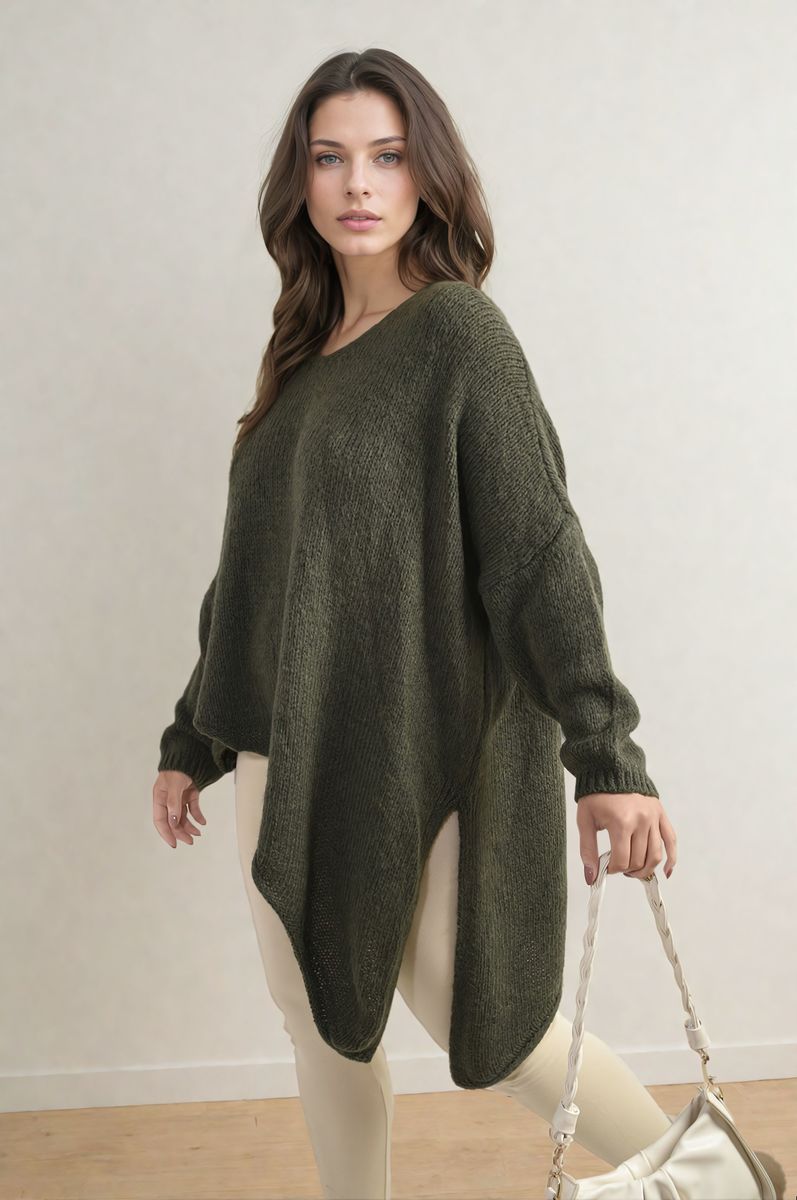 Asymmetric Oversized Knitted Jumper Moda