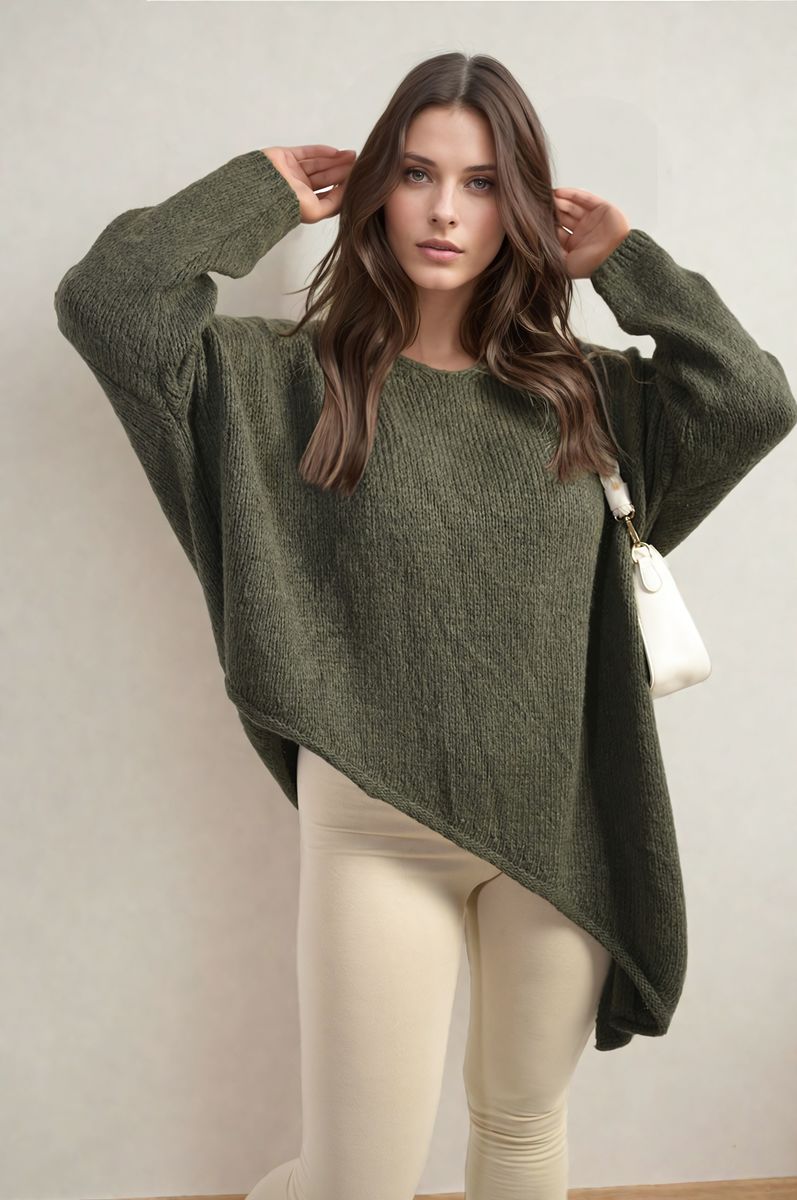 Asymmetric Oversized Knitted Jumper Moda