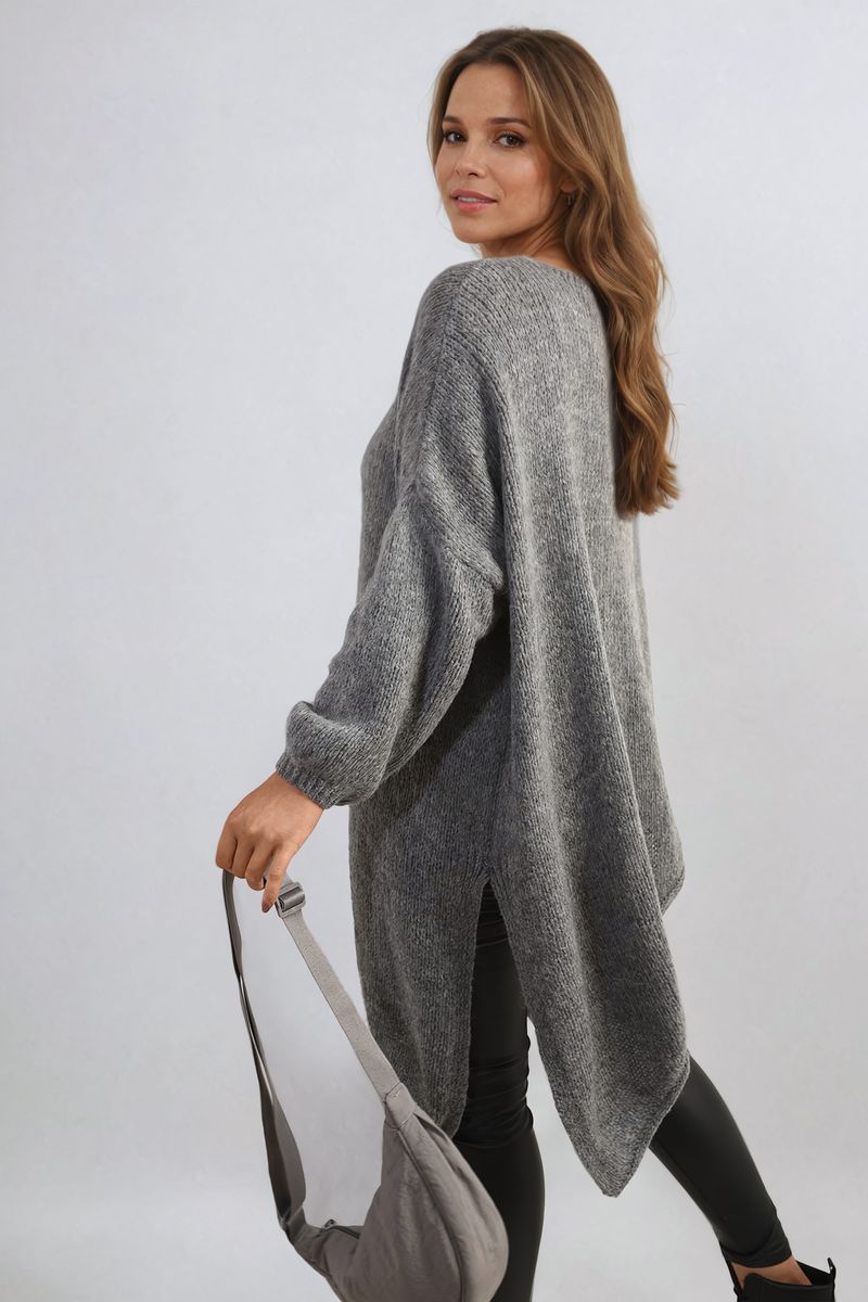 Asymmetric Oversized Knitted Jumper Moda