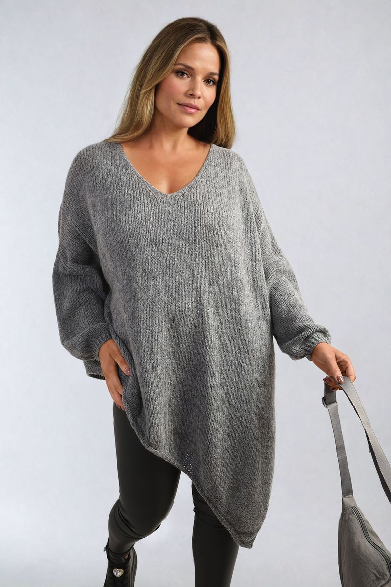 Asymmetric Oversized Knitted Jumper Moda