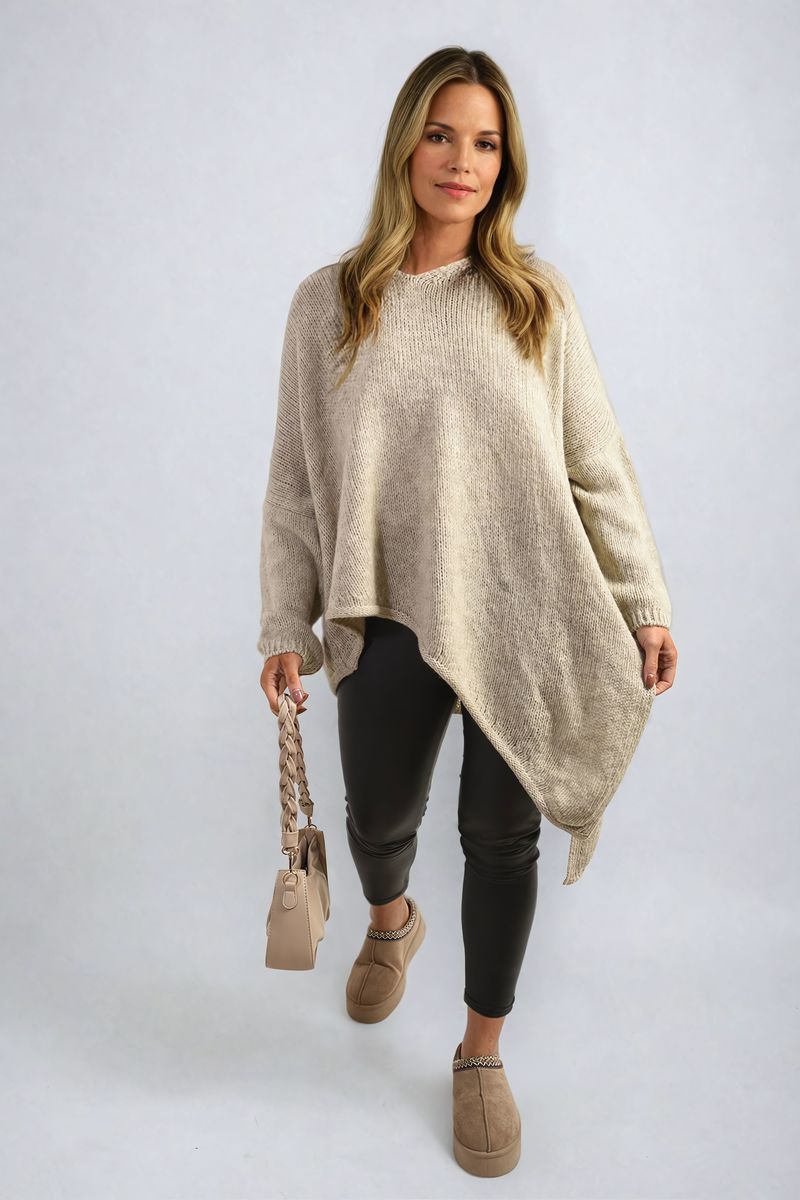 Asymmetric Oversized Knitted Jumper Moda