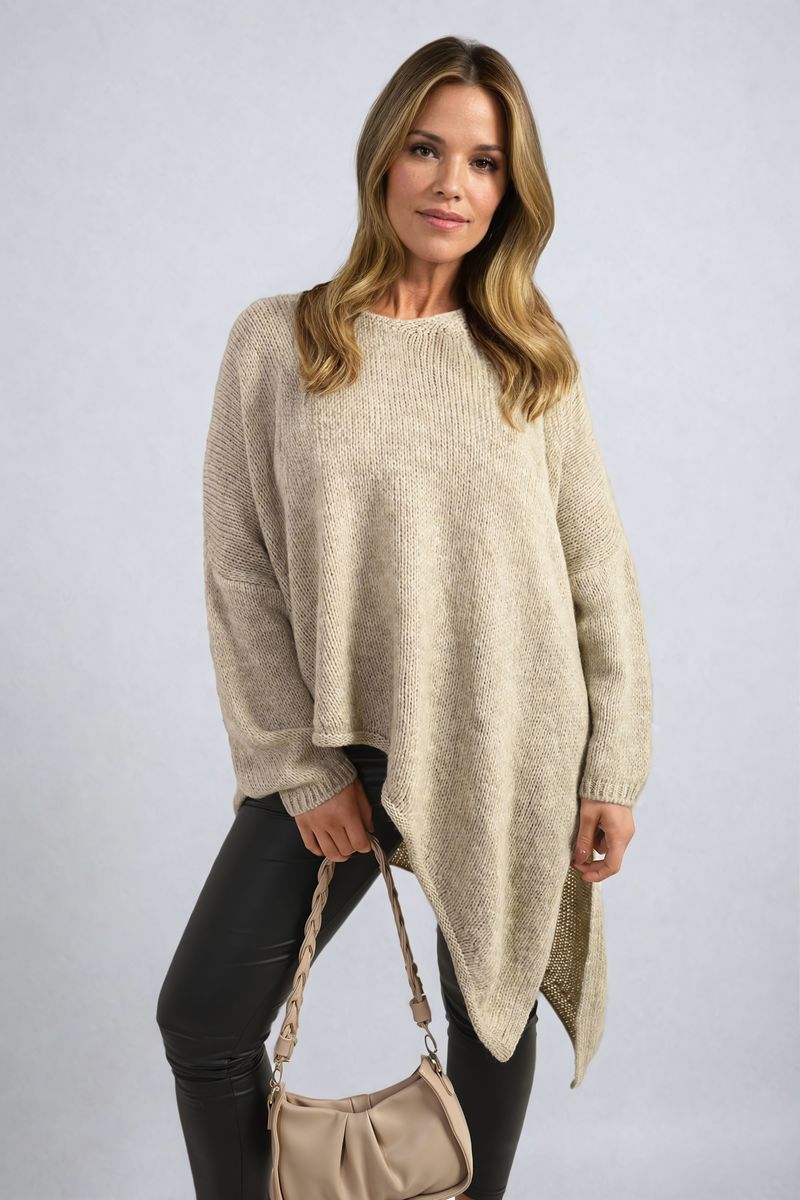 Asymmetric Oversized Knitted Jumper Moda