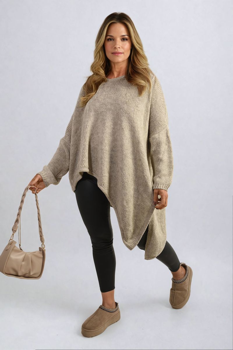 Asymmetric Oversized Knitted Jumper Moda