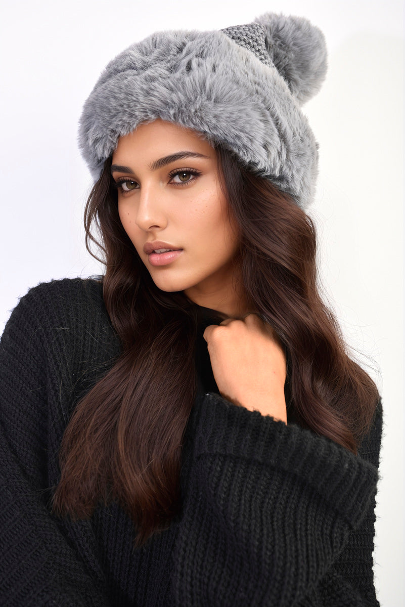 Faux Fur Knitted Winter Hat