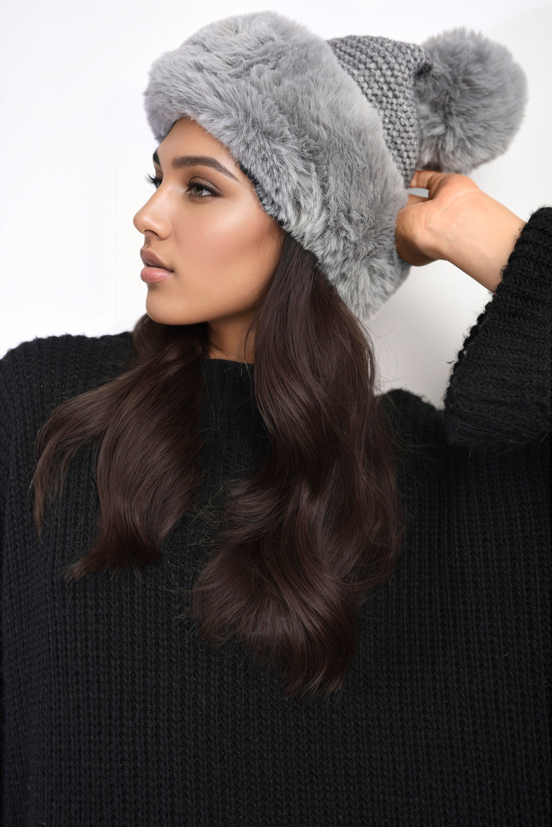 Faux Fur Knitted Winter Hat