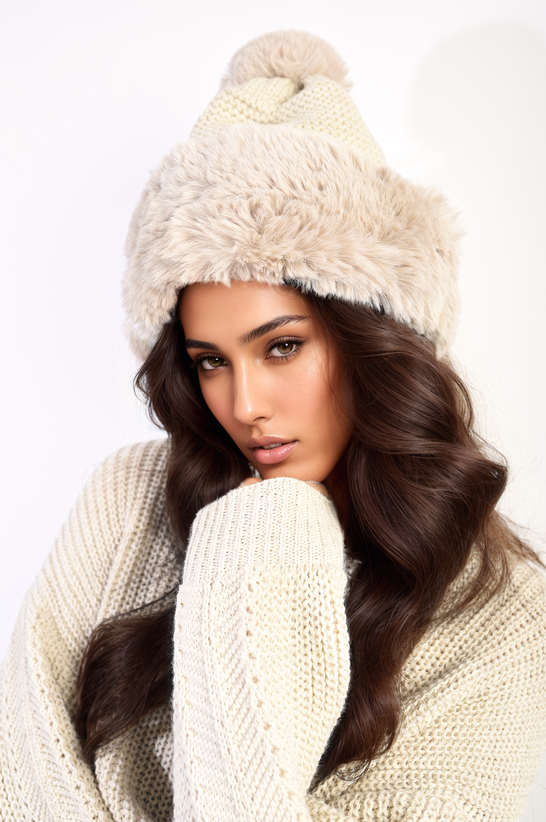 Faux Fur Knitted Winter Hat