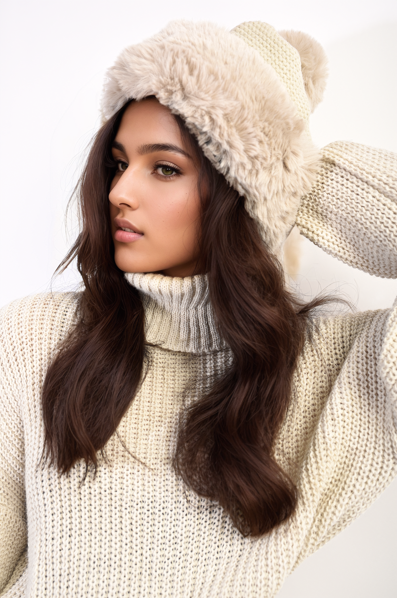 Faux Fur Knitted Winter Hat