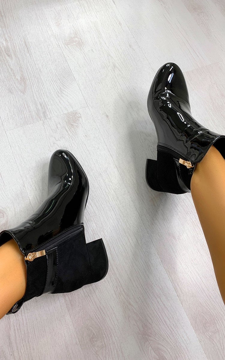 Contrast Heeled Ankle Boots Moda