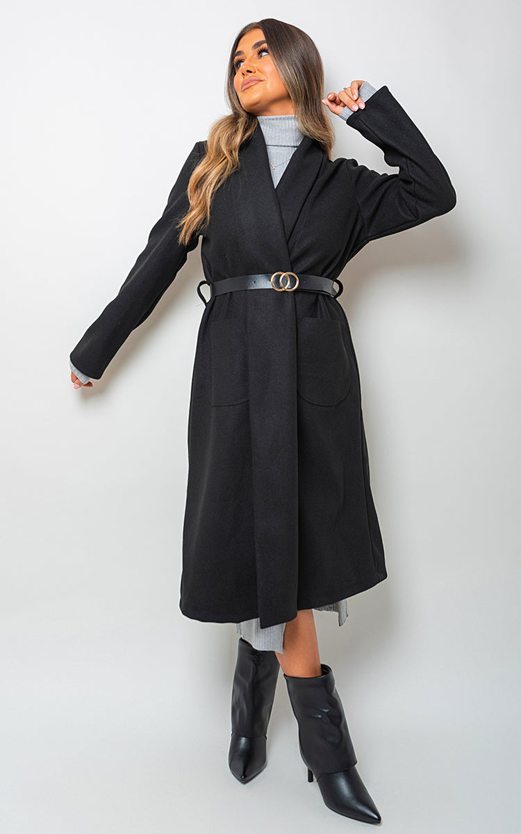 Wrap Belted Long Coat