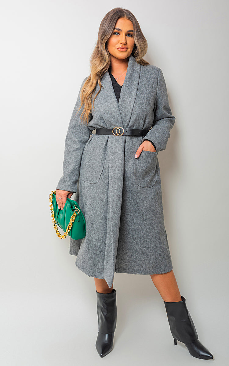 Wrap Belted Long Coat