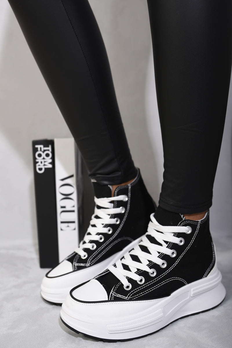 High Top Platform Lace Up Chunky Trainers Moda