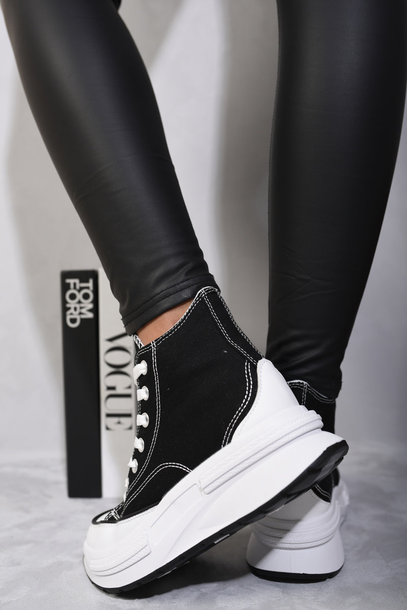 High Top Platform Lace Up Chunky Trainers Moda