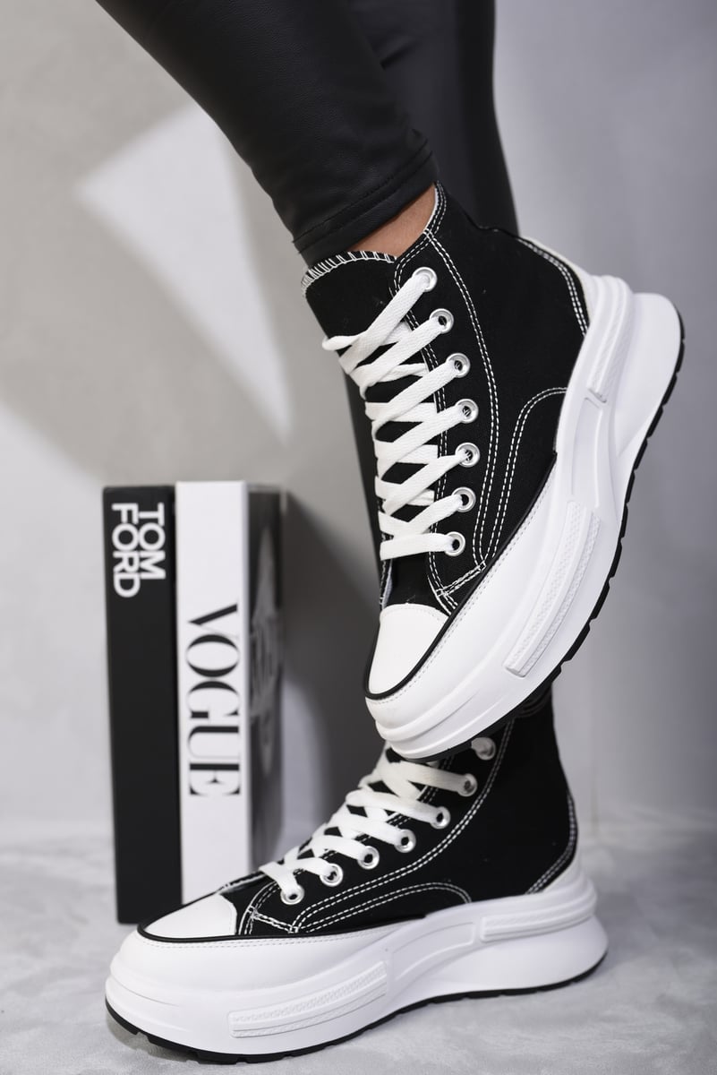 High Top Platform Lace Up Chunky Trainers Moda