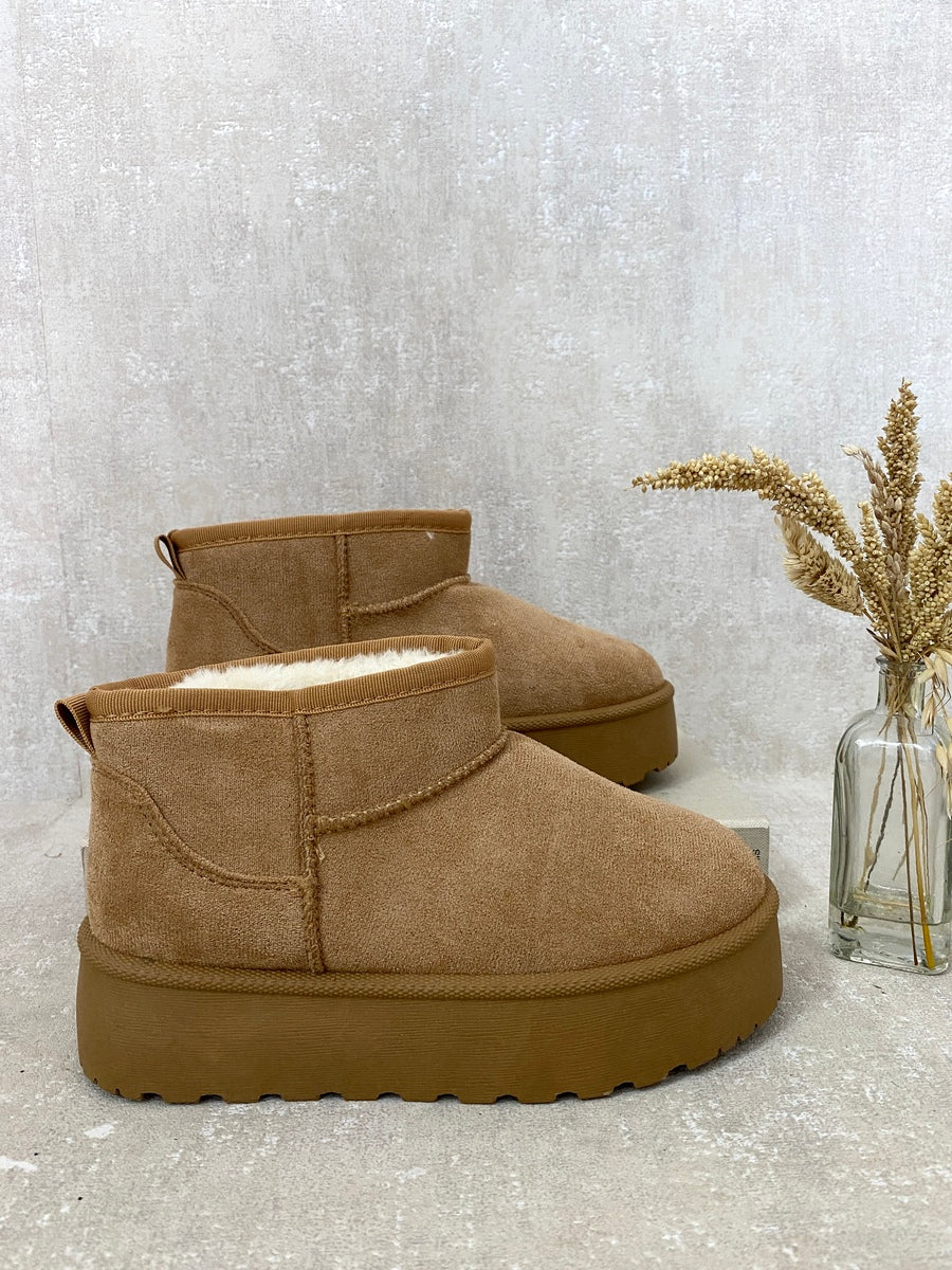 Faux Fur Lined Ankle Platform Kids Mini Boots