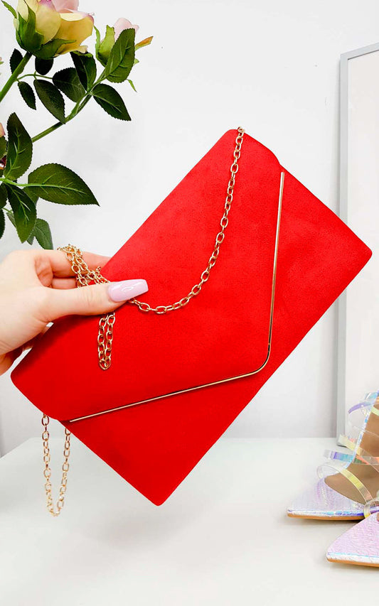 Faux Suede Envelope Clutch Bag Moda